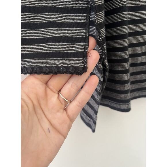 Sonia Rykiel Paris Black And White Stripe Lace Up Cotton Boat Stripe Shirt - Picture 5 of 8